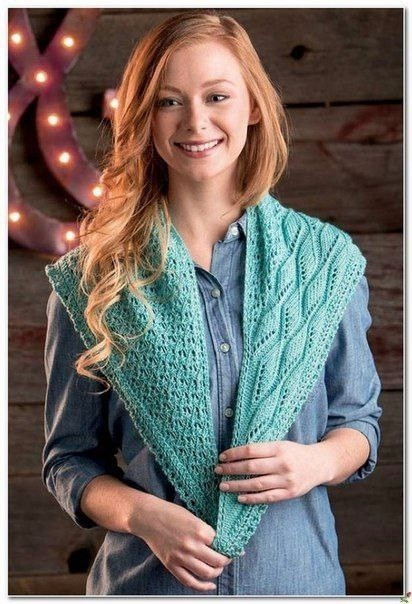 Асимметричная шаль спицами