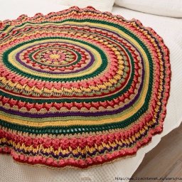 Круглый плед крючком "Осенняя мандала"