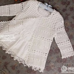 Белый жакет крючком