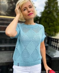 Узор для футболки с ромбами, вяжем спицами