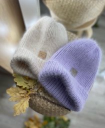 Шапочка из пуха норки, вяжем спицами