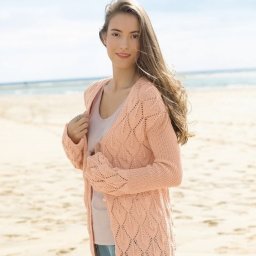 Персиковый кардиган спицами