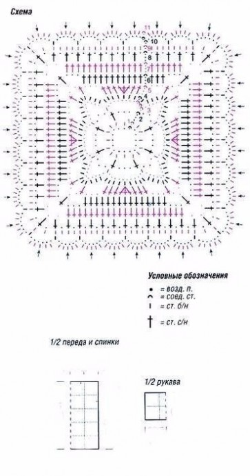 Симпатичная туника из мотивов крючком Симпатичная туника из мотивов крючком
