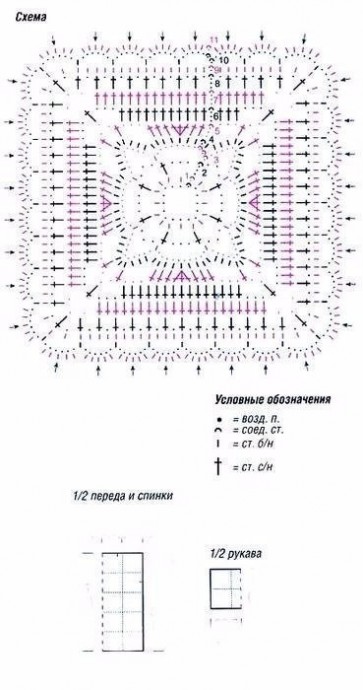 Симпатичная туника из мотивов крючком