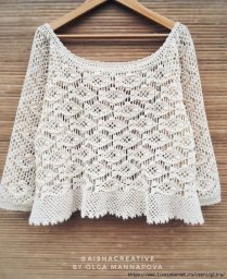 Джемпер с рыбками, вяжем крючком