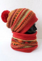 Шапка-бини и снуд спицами