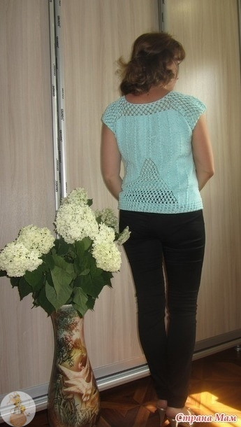 Мятнaя кофточкa крючком