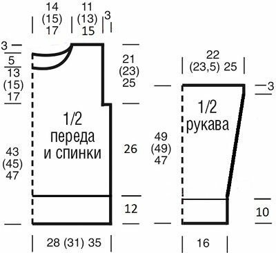 Джемпер с широкой рельефной полосой спицами Джемпер с широкой рельефной полосой спицами