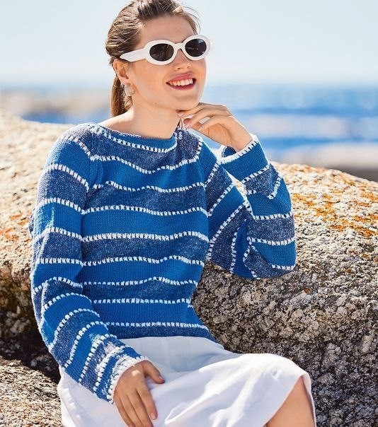 Полосатый джемпер спицами Полосатый джемпер спицами