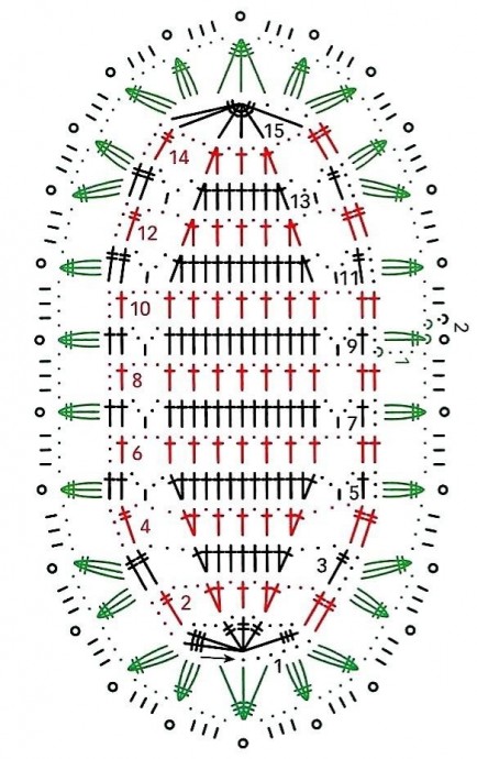 Вязаная дорожка удлинённой овальной формы