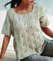 Футболка "ажурными квадратами", вяжем спицами