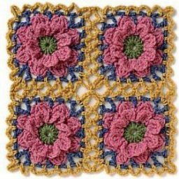 Интересный мотив с объёмным элементов в центре, вяжем крючком