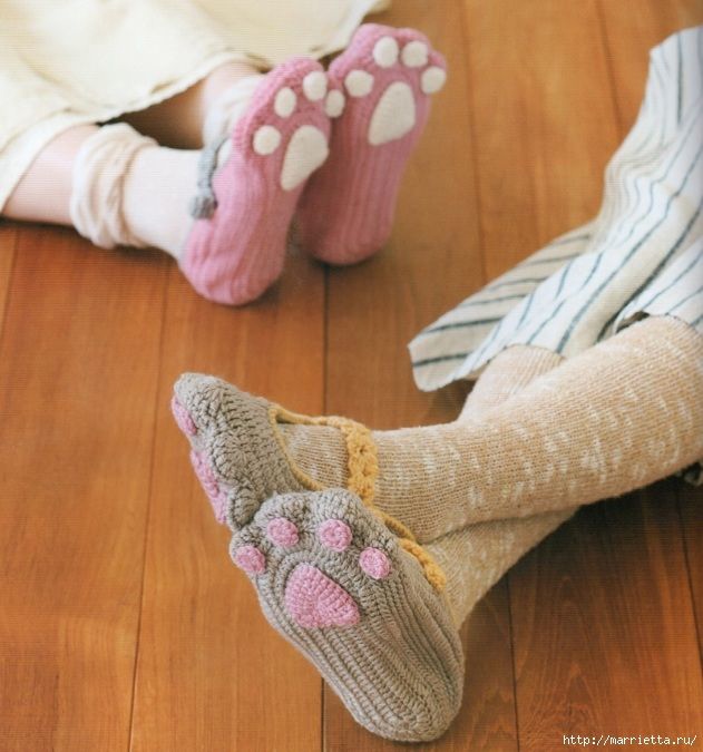 Вяжем детские тапочки «Кошачьи лапки» Вяжем детские тапочки «Кошачьи лапки»