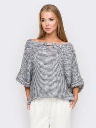 Серый джемпер спицами