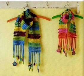 Шарфик крючком узором "сеточка"