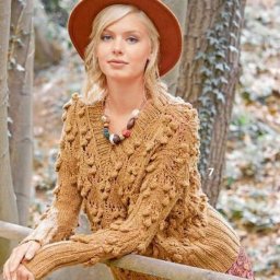 Ажурные шишечки спицами — узор для пуловера