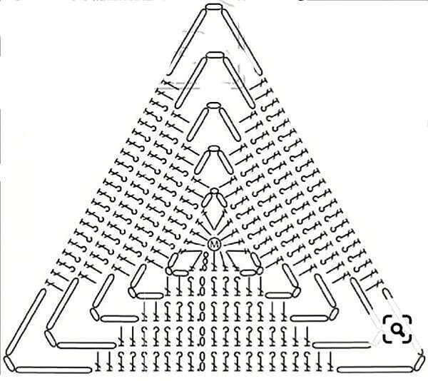 Вязаный плед из мотивов-треугольников