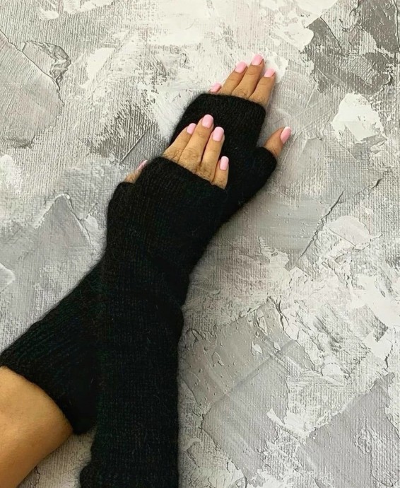 Удлиненные митенки спицами Удлиненные митенки спицами