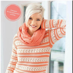​Абрикосовый пуловер спицами