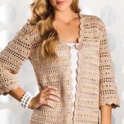 ​Бежевый кардиган крючком