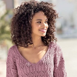 Ажурный пуловер цвета мальвы