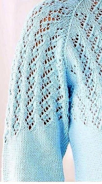 Джемпер-реглан с ажурной кокеткой