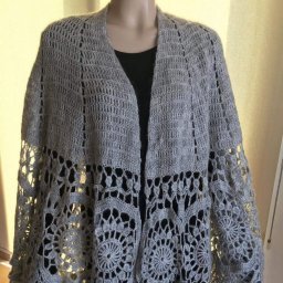 Шаль  с шикарной каймой, вяжем крючком