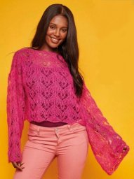 Джемпер спицами ажурным узором