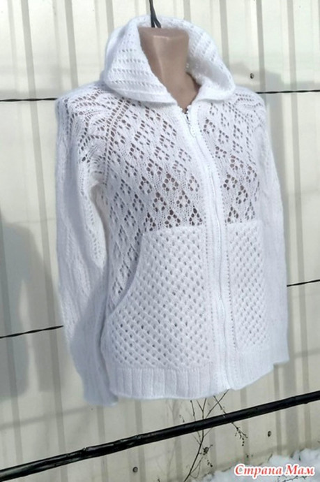 Женская вязаная толстовка с капюшоном, карманами &laquo;кенгуру&raquo; и застежкой на молнии