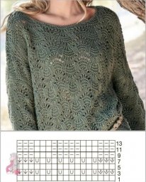 Красивый пуловер ажурным узором