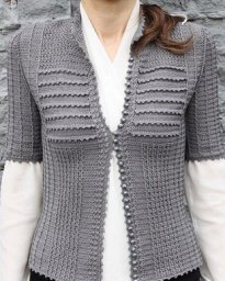 Серый жакет крючком