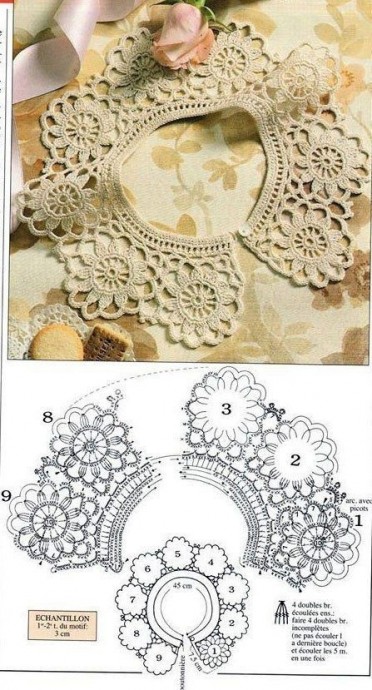 Вяжем элегантные воротнички крючком, подборка