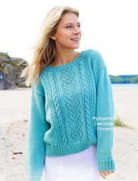 Летний джемпер ажурными вертикальными мотивами