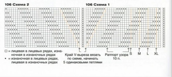 Футболка спицами с V-линиями