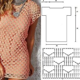 Платье-туника, связанное крючком