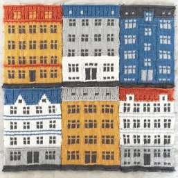 Плед спицами Домики от Джейка Хенцлера