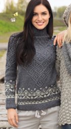 Пуловер с жаккардовыми бордюрами