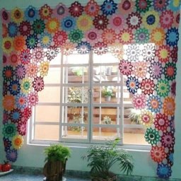 Идея оригинальных занавесок из мотивов. Схема цветочка.