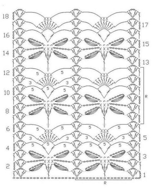 Узор с бабочками, вяжем крючком