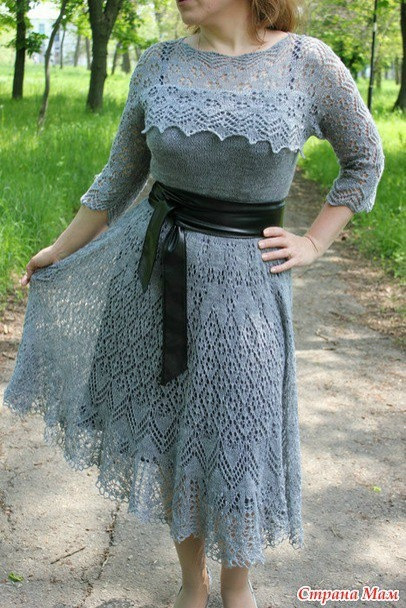 Платье "Юбилейное. Серебряное" по мотивам Оренбурских шалей