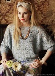 Свободный ажурный пуловер спицами
