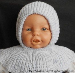 Теплая детская шапочка, совмещенная с манишкой