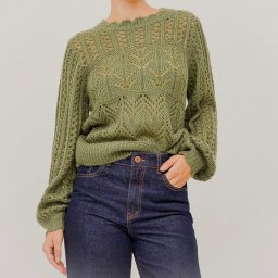 Джемпер с сочетанием ажурных узоров