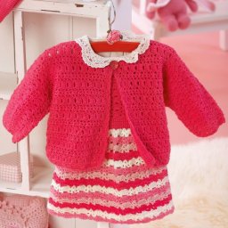 Розовый жакет для девочки крючком