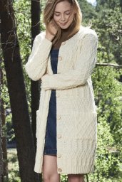 Кардиган с карманами и узором из аранов