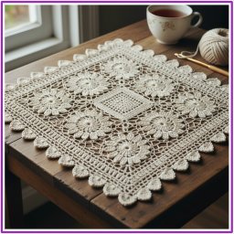 Квадратная салфетка «ананасы» крючком