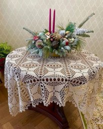 Скатерть из квадратных мотивов, вяжем крючком