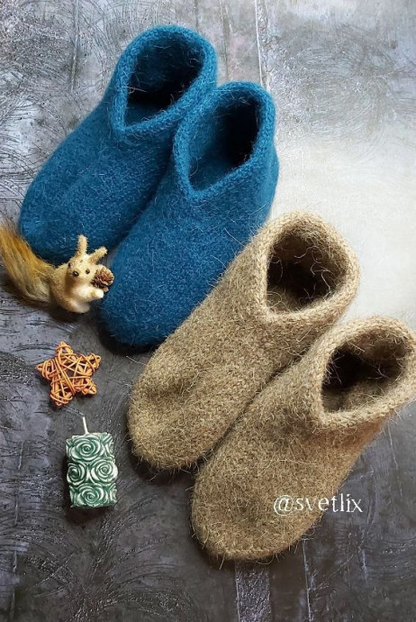 Домашние тёплые двуслойные тапки