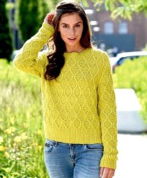 Пуловер узором ромбы