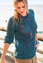 Джемпер ажурным узором спицами